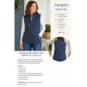 Talbots Quilted Vest Womens XL Lightweight Layering Preppy Casual Jacket